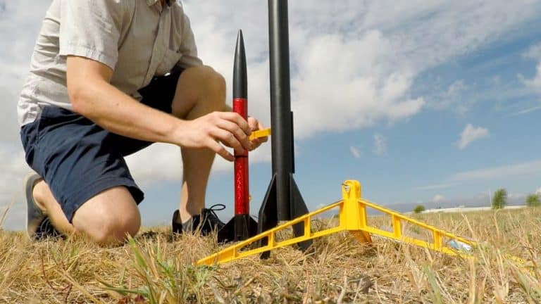 model rockets at target